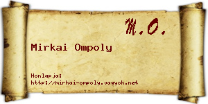 Mirkai Ompoly névjegykártya